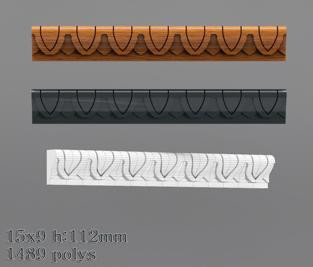 Decorative molding 9-17mm width set Free 3D model_18