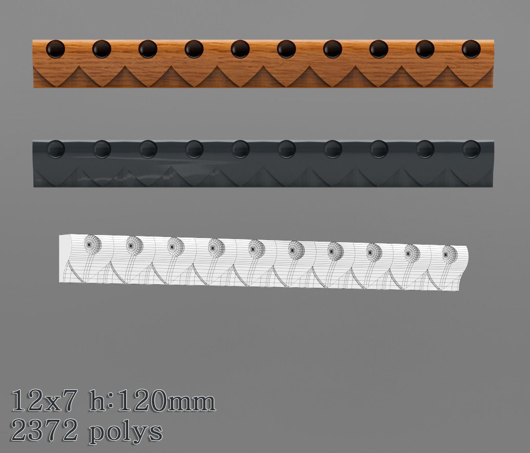 Decorative molding 9-17mm width set Free 3D model_9