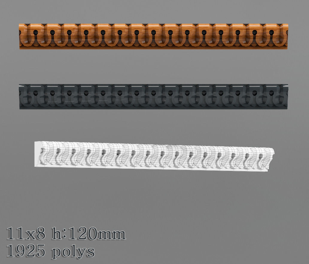 Decorative molding 9-17mm width set Free 3D model_6