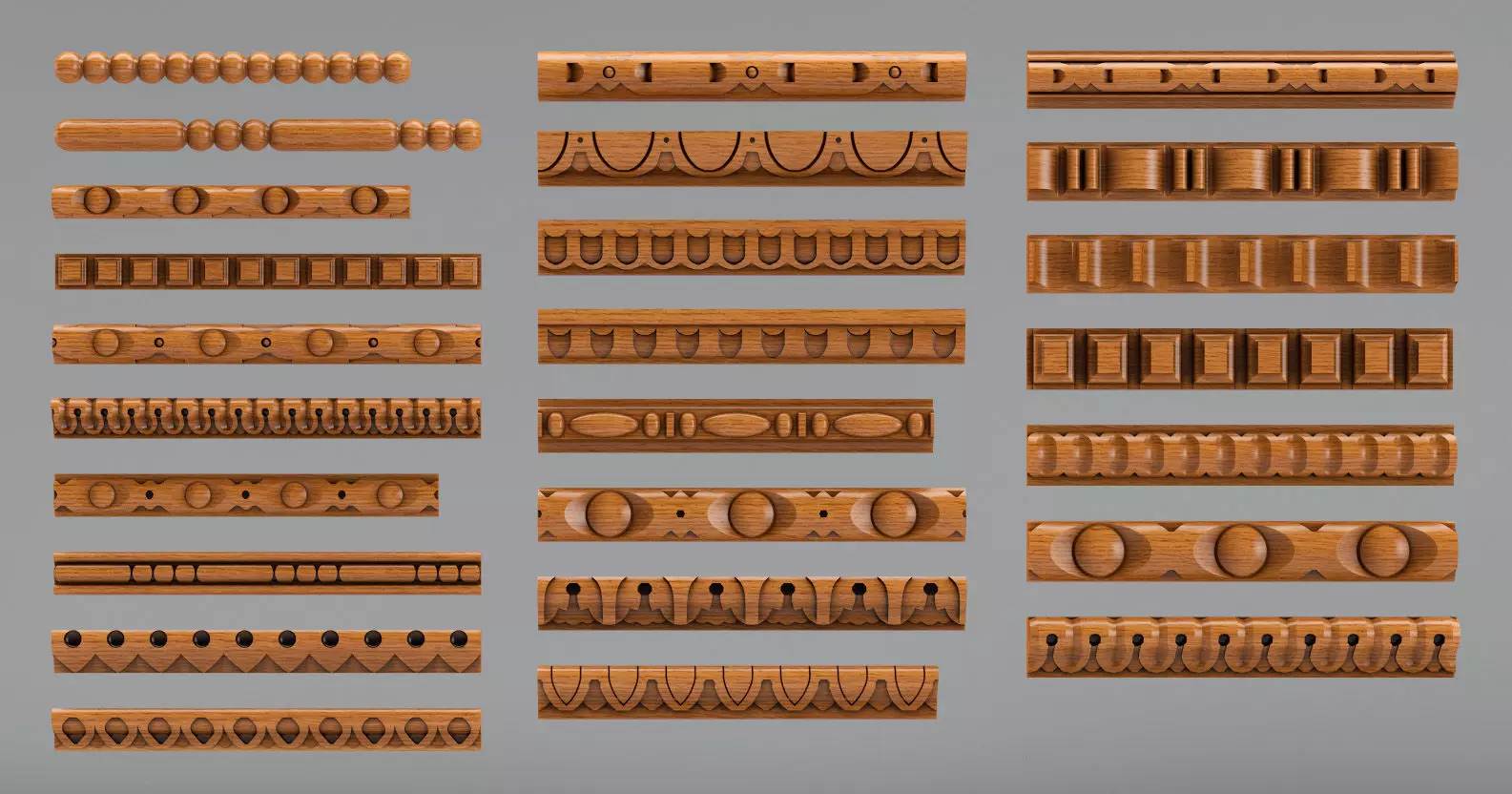 Decorative molding 9-17mm width set Free 3D model_0
