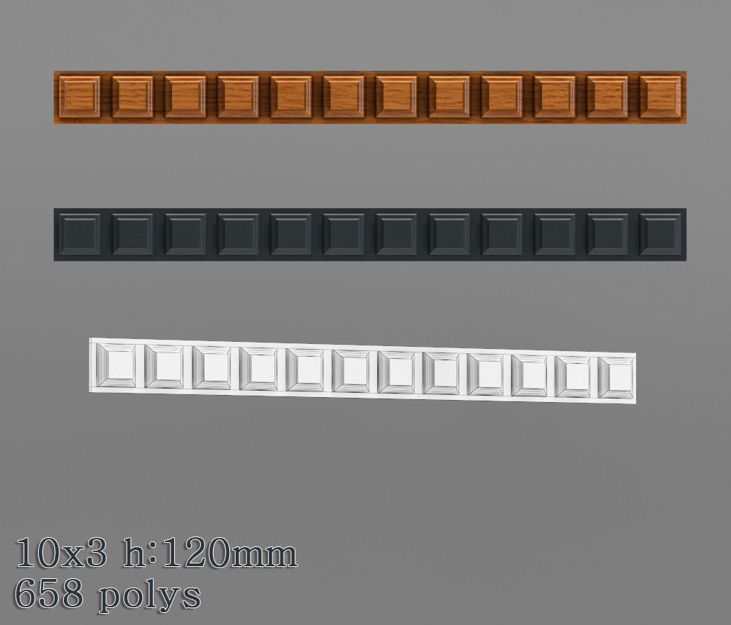 Decorative molding 9-17mm width set Free 3D model_4