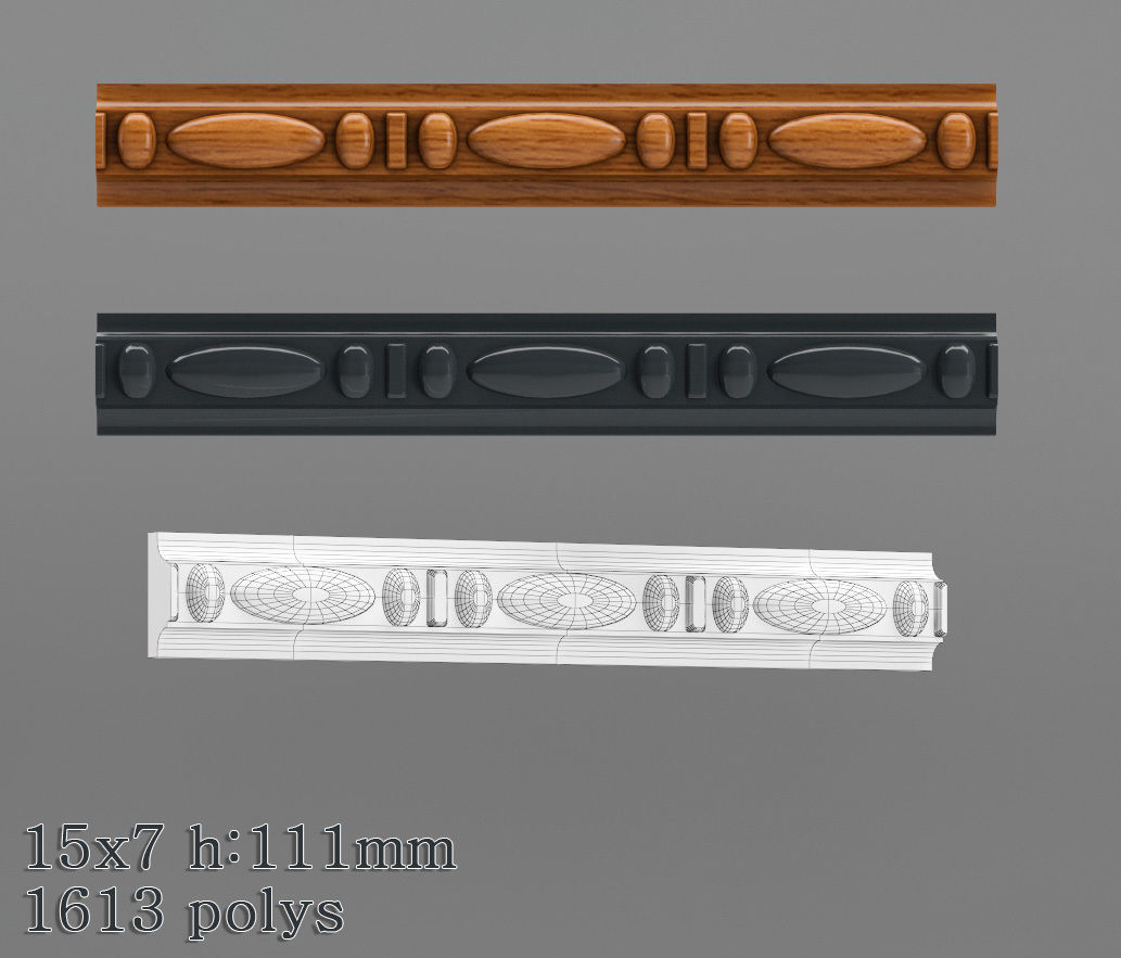 Decorative molding 9-17mm width set Free 3D model_15