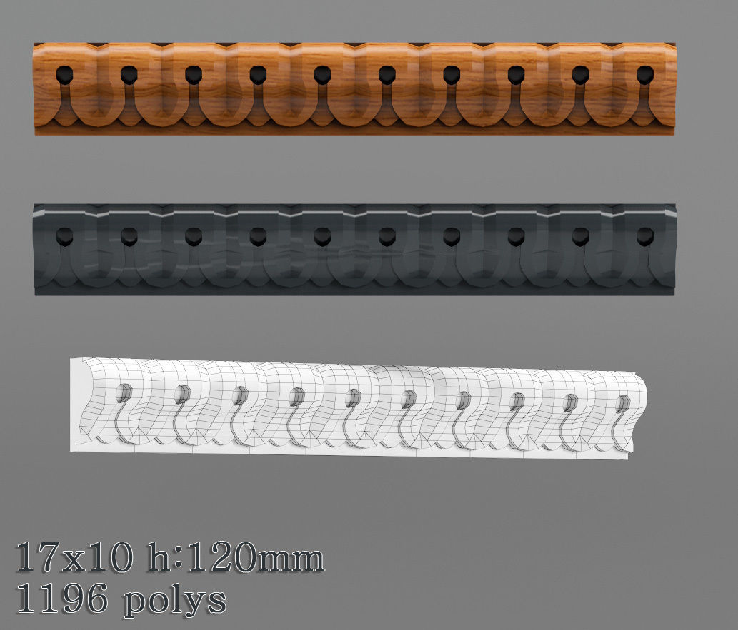 Decorative molding 9-17mm width set Free 3D model_25