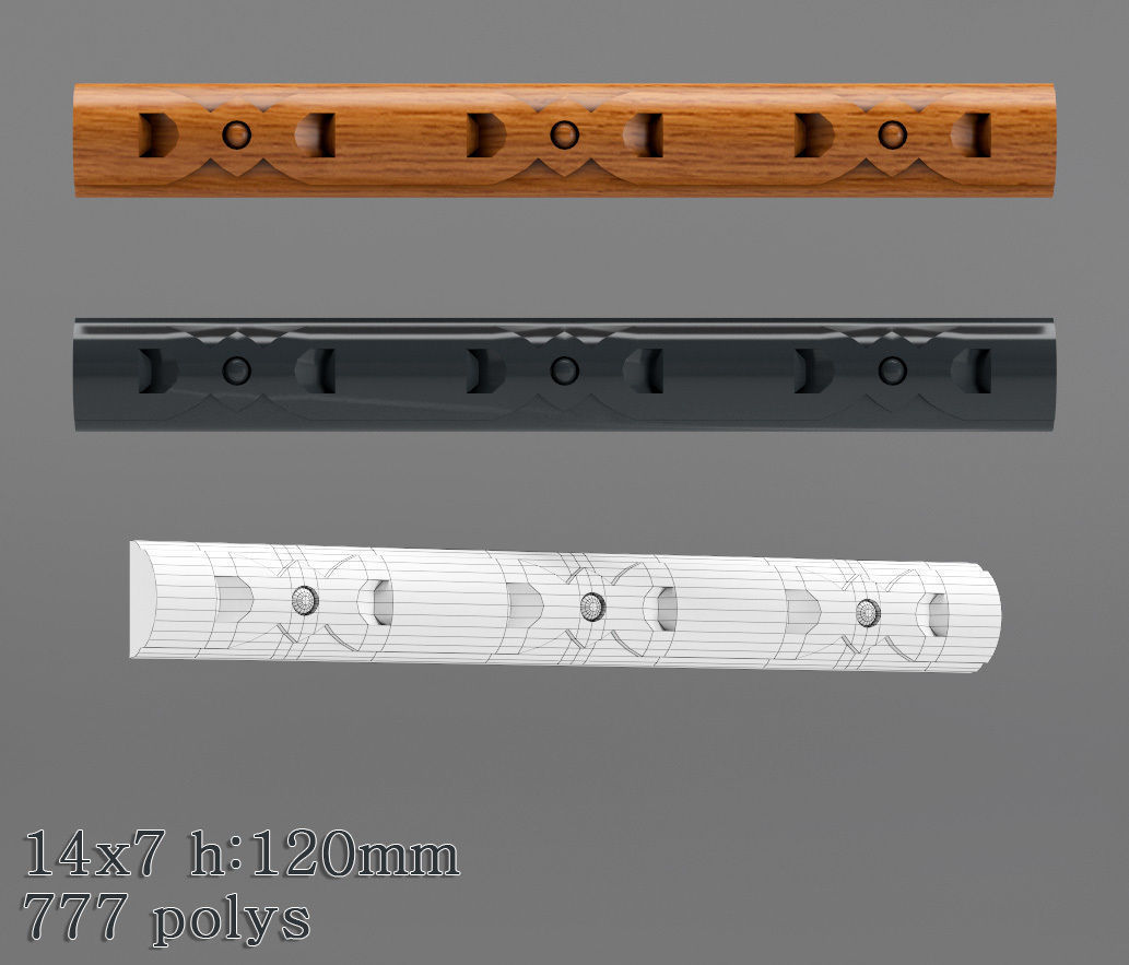 Decorative molding 9-17mm width set Free 3D model_11