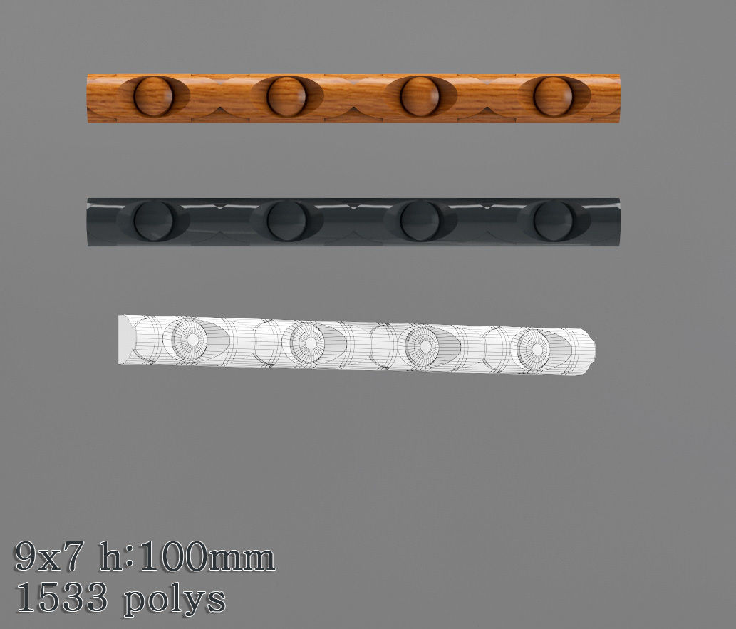 Decorative molding 9-17mm width set Free 3D model_3