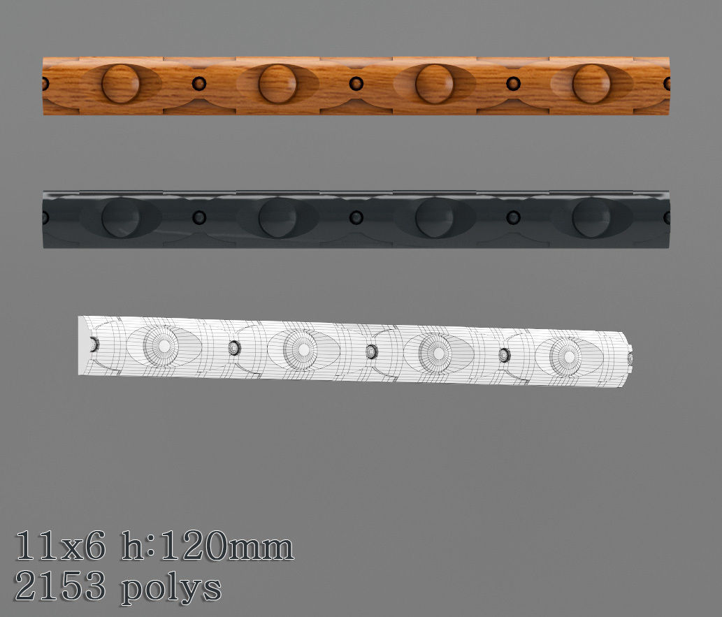 Decorative molding 9-17mm width set Free 3D model_5