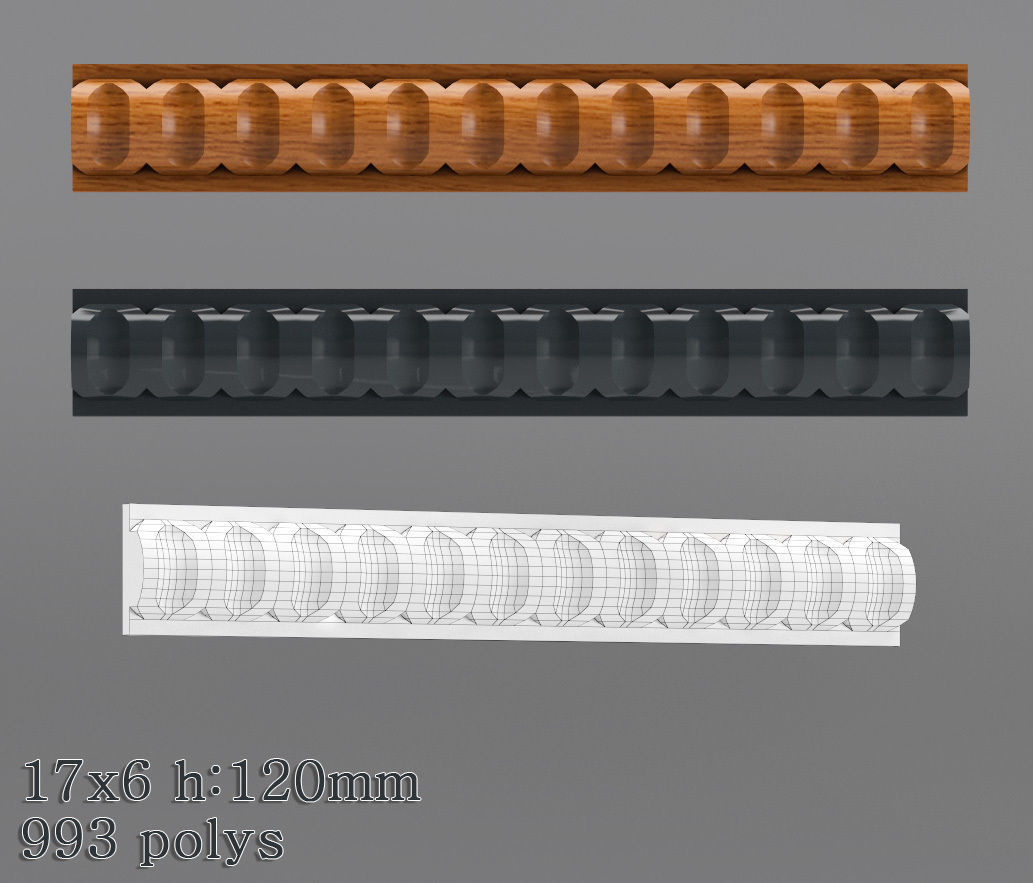 Decorative molding 9-17mm width set Free 3D model_23