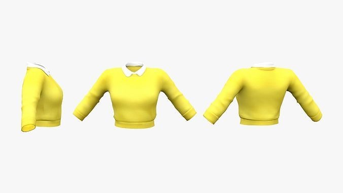 Girls Crop Sweater With Collar Low-poly 3D model