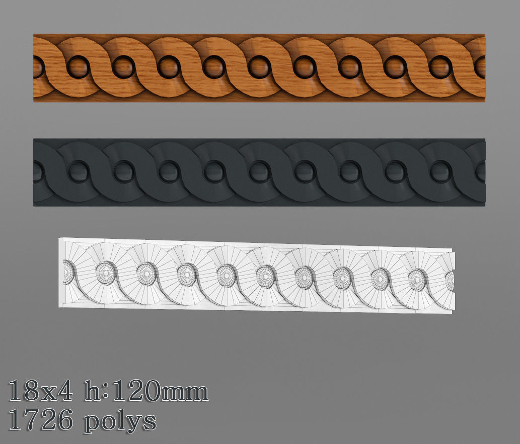 Decorative molding 18-28mm width set Free 3D model_3