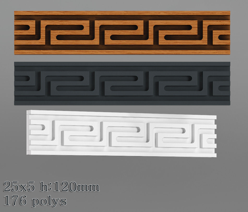Decorative molding 18-28mm width set Free 3D model_17