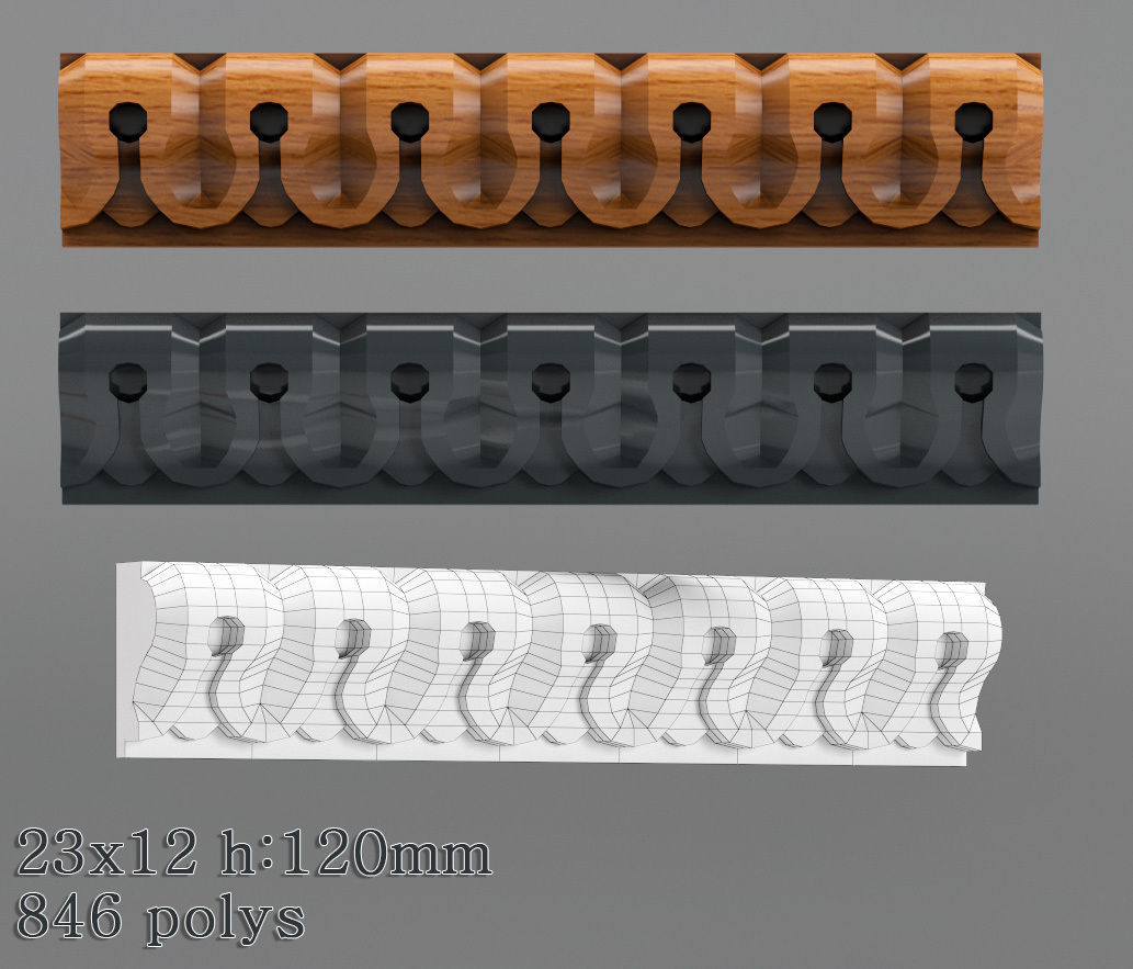 Decorative molding 18-28mm width set Free 3D model_15