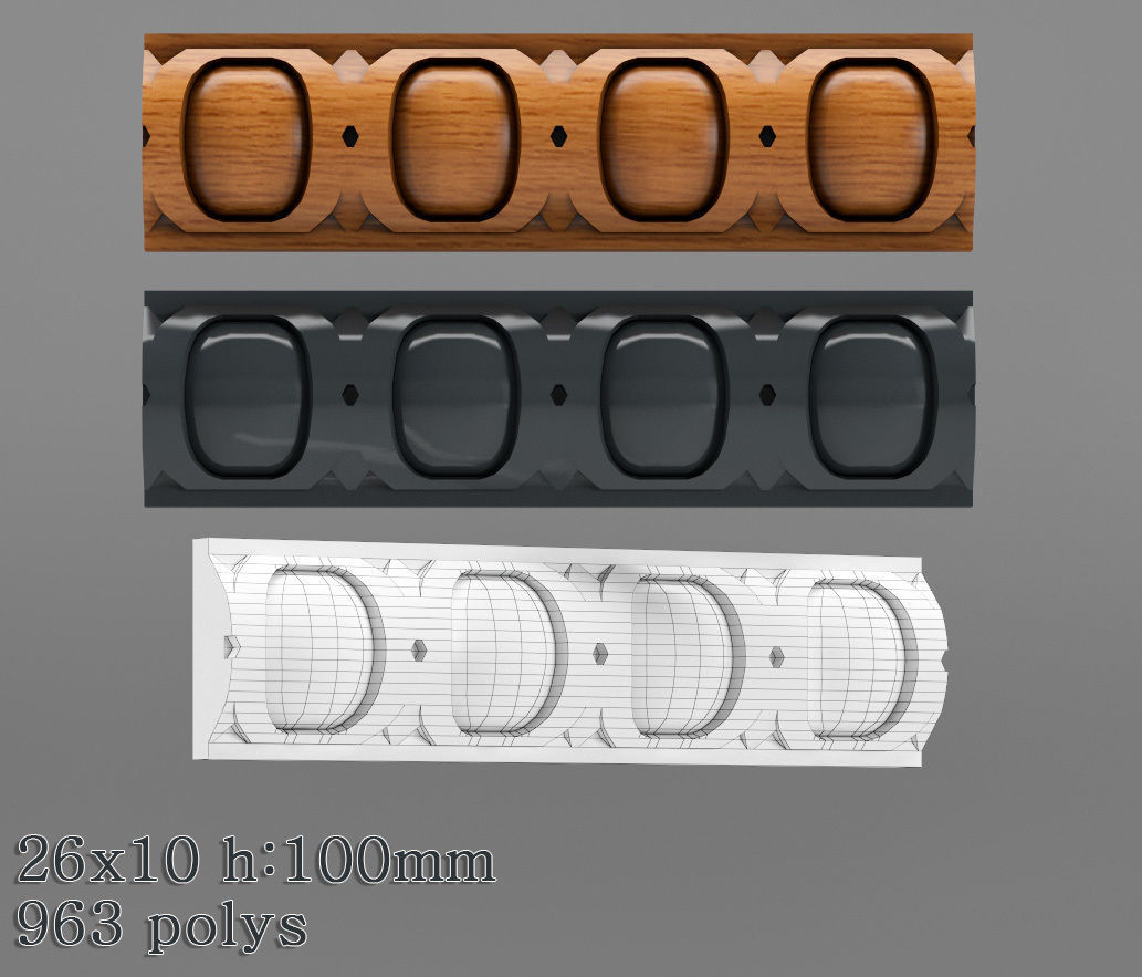 Decorative molding 18-28mm width set Free 3D model_22