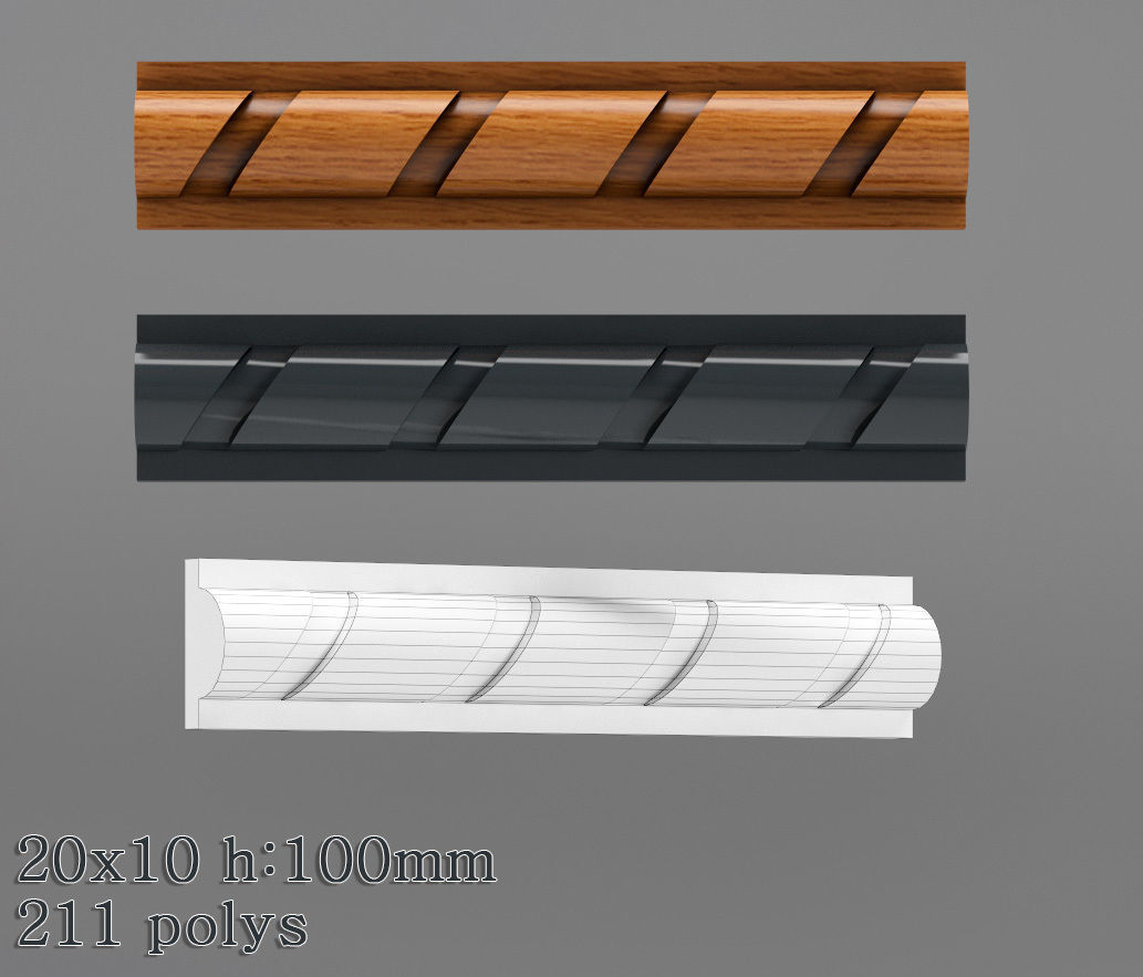 Decorative molding 18-28mm width set Free 3D model_10