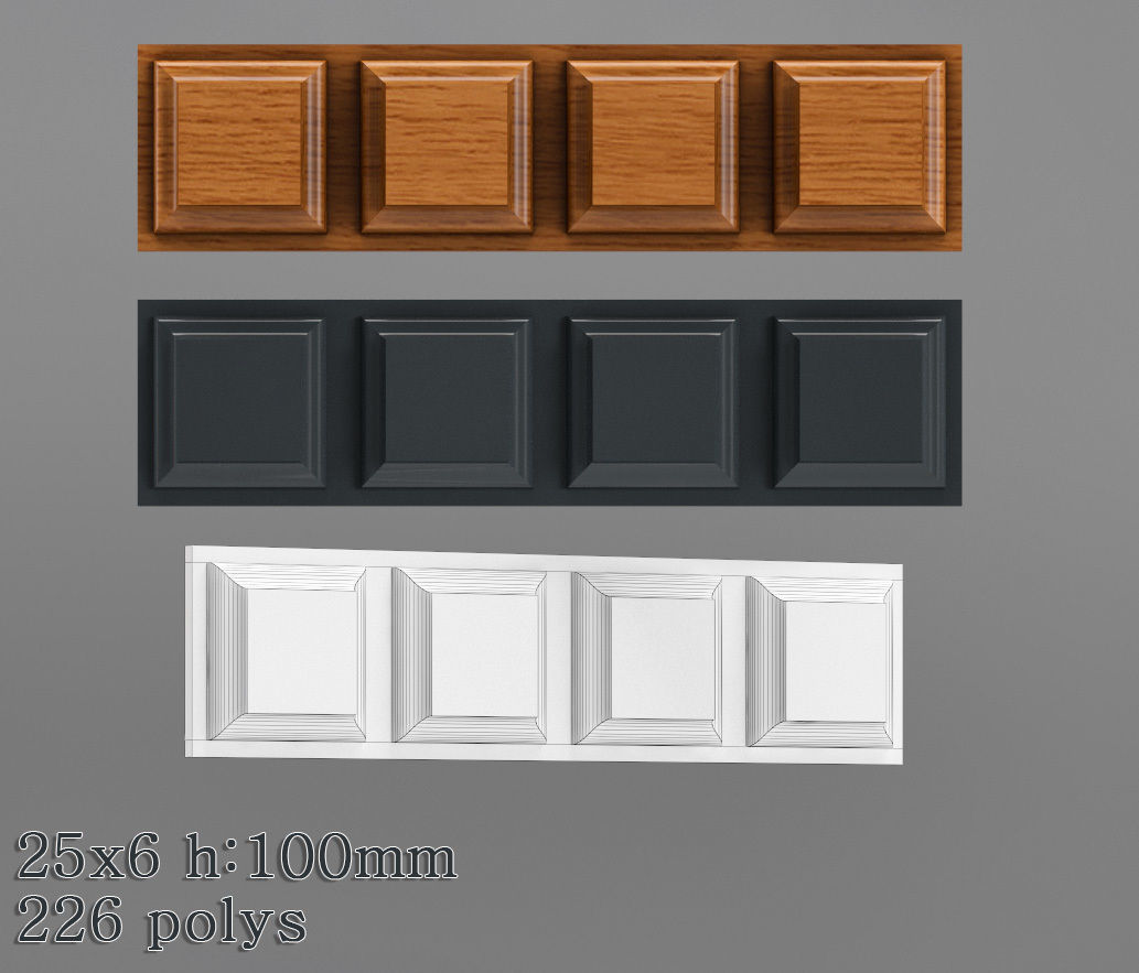 Decorative molding 18-28mm width set Free 3D model_18