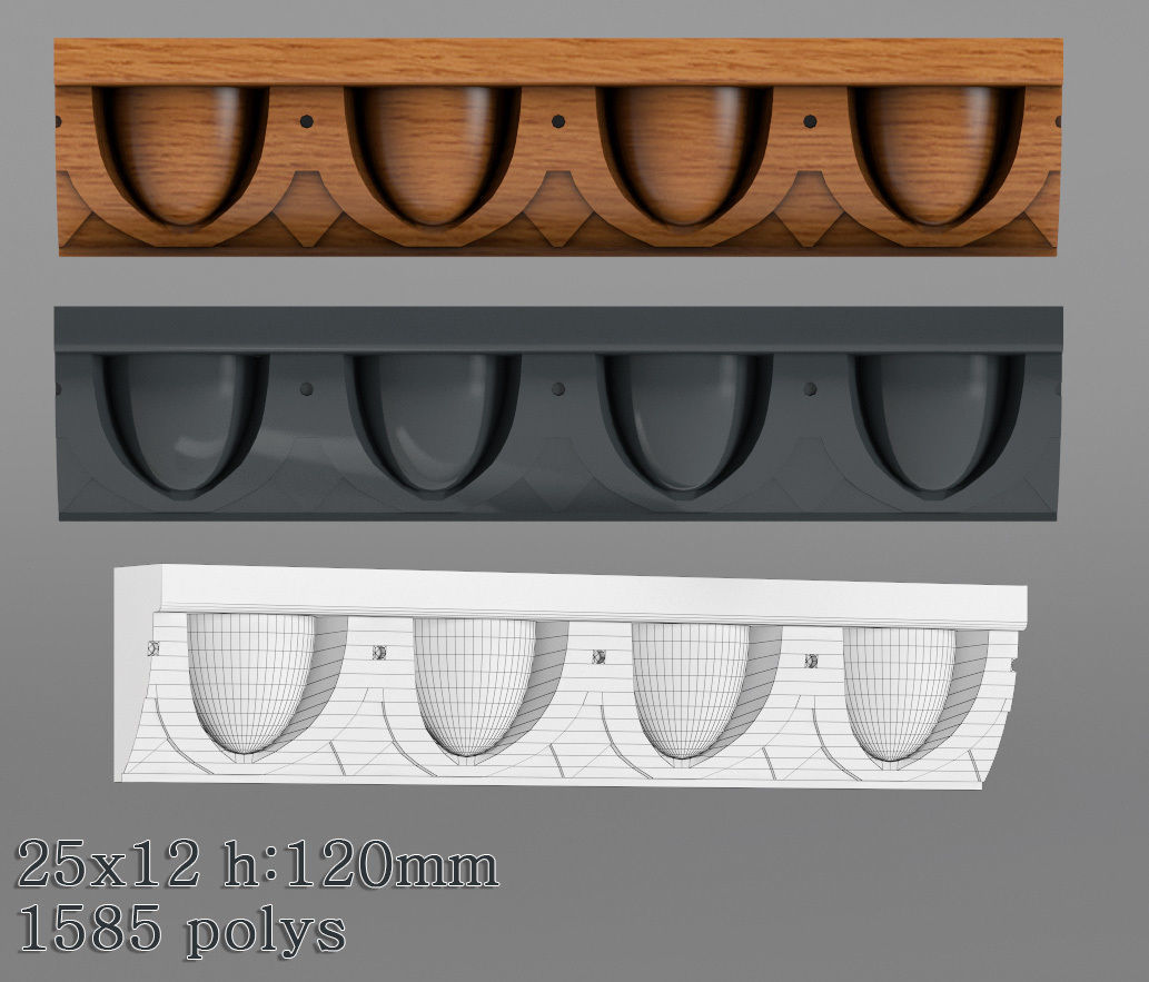 Decorative molding 18-28mm width set Free 3D model_20
