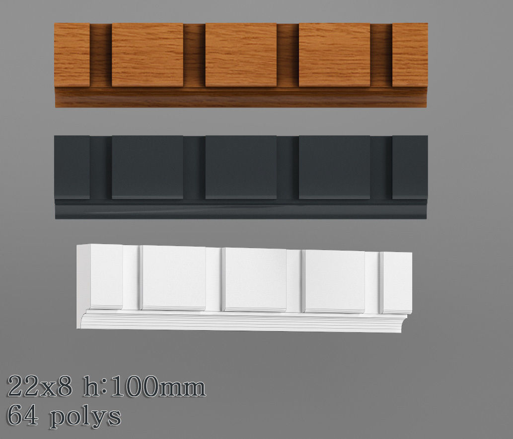 Decorative molding 18-28mm width set Free 3D model_12