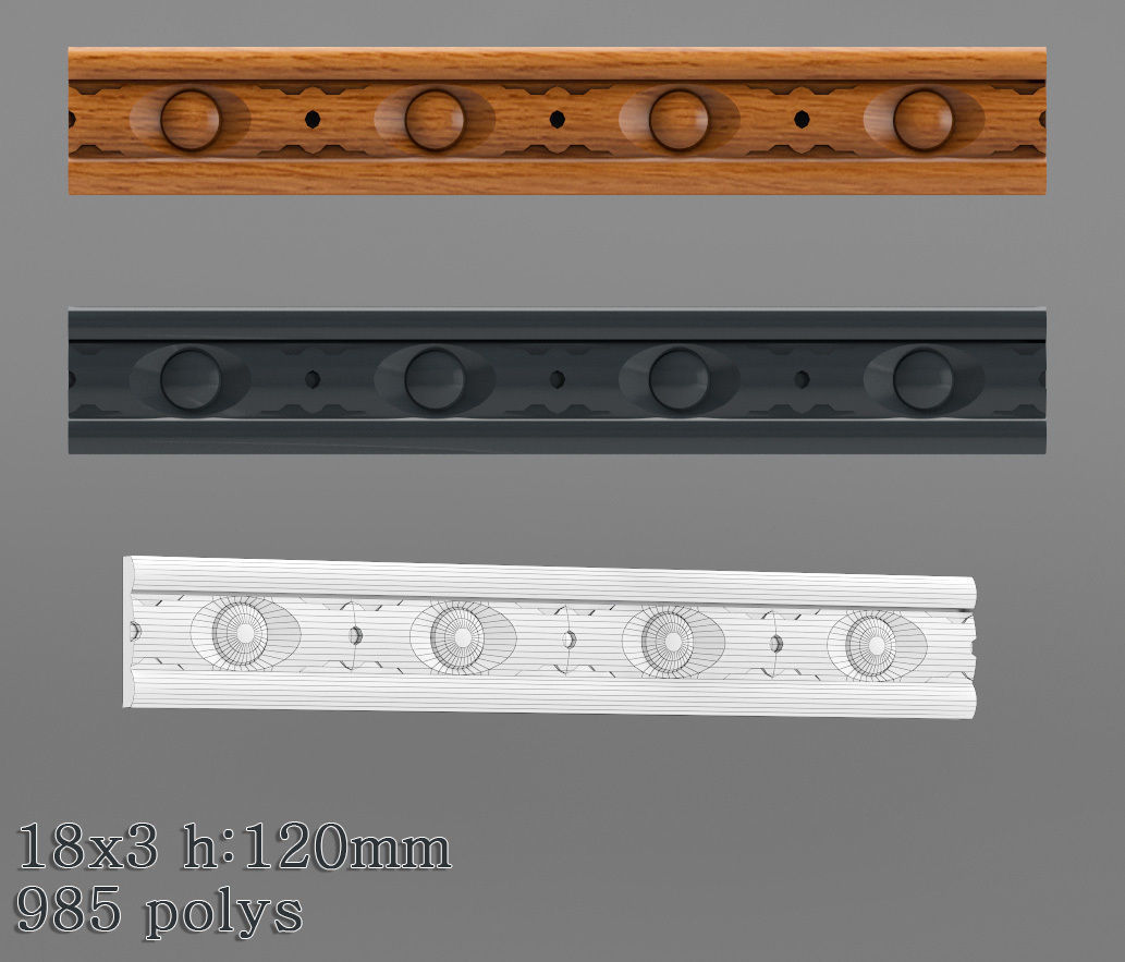 Decorative molding 18-28mm width set Free 3D model_1