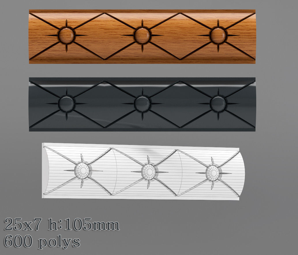 Decorative molding 18-28mm width set Free 3D model_19