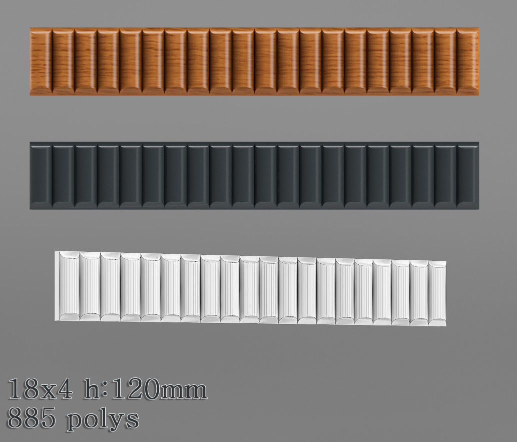 Decorative molding 18-28mm width set Free 3D model_2