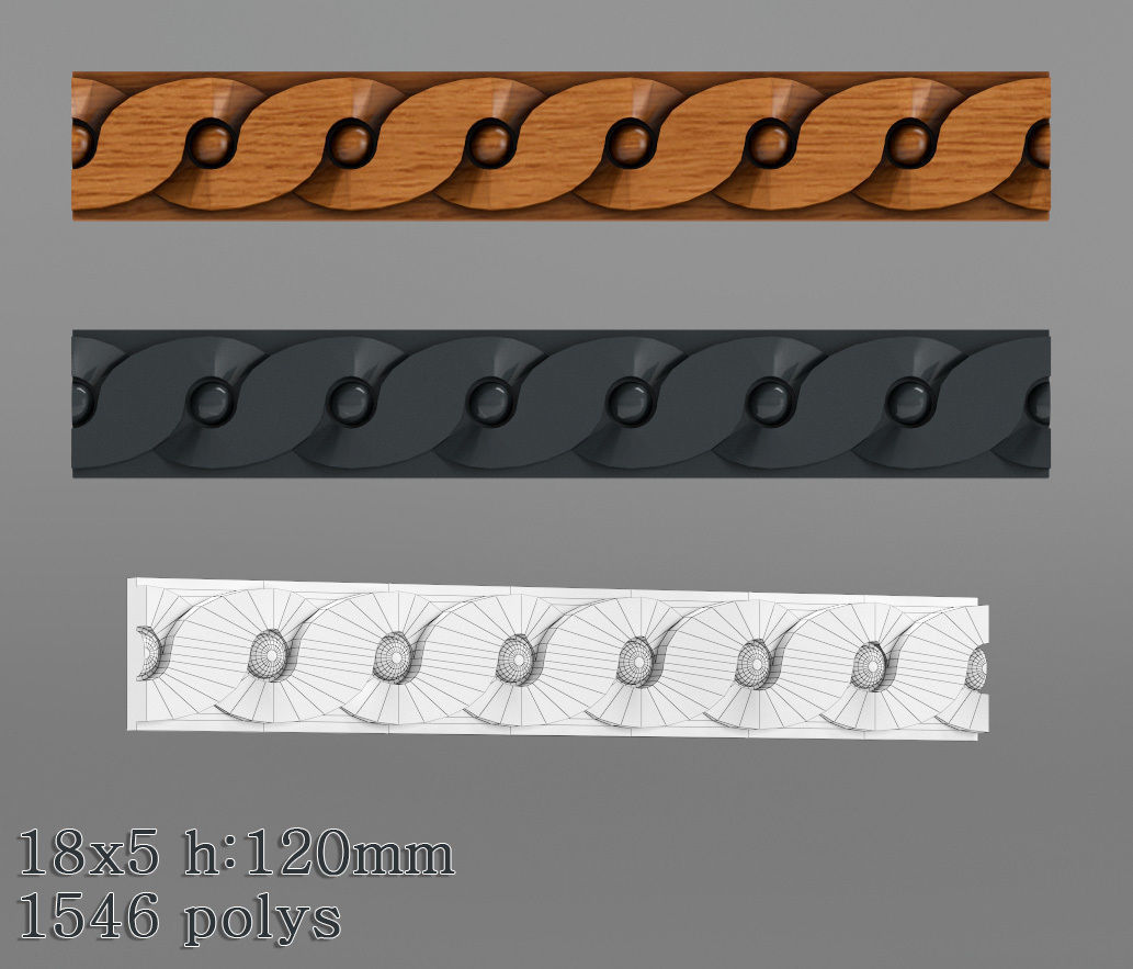 Decorative molding 18-28mm width set Free 3D model_4
