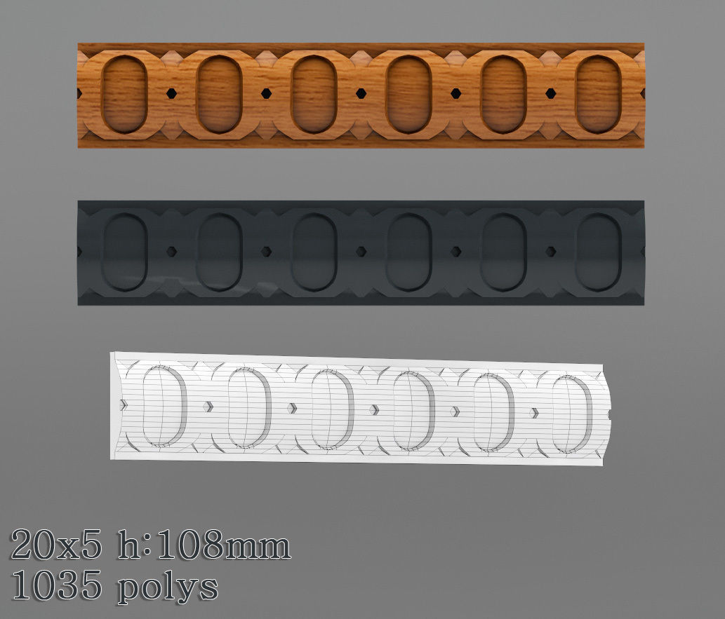 Decorative molding 18-28mm width set Free 3D model_7
