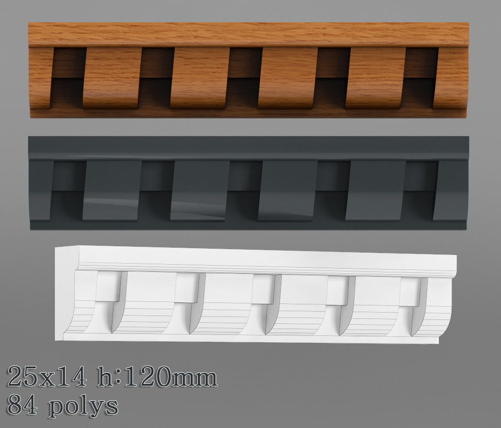 Decorative molding 18-28mm width set Free 3D model_21