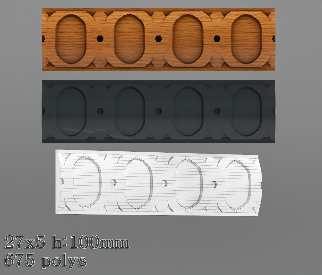 Decorative molding 18-28mm width set Free 3D model_23