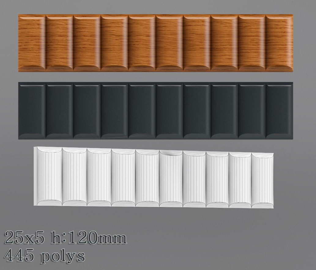 Decorative molding 18-28mm width set Free 3D model_16
