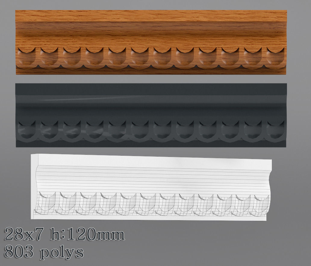 Decorative molding 18-28mm width set Free 3D model_25