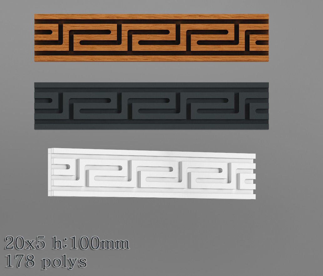 Decorative molding 18-28mm width set Free 3D model_8