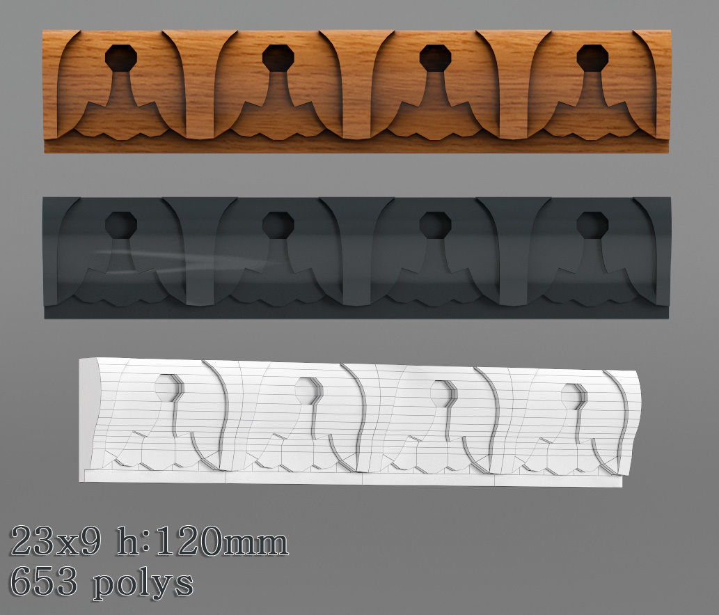 Decorative molding 18-28mm width set Free 3D model_14