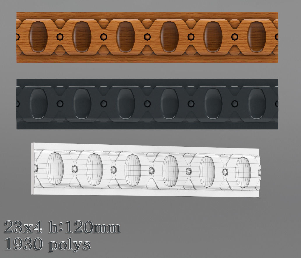 Decorative molding 18-28mm width set Free 3D model_13