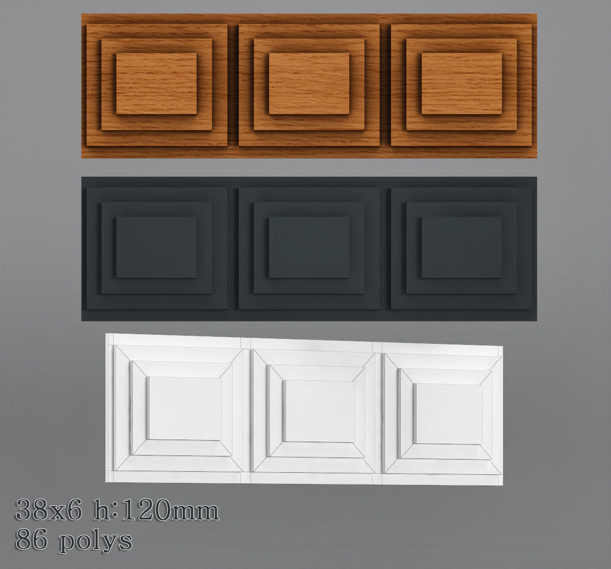 Decorative molding 30-70mm width set Free 3D model_10