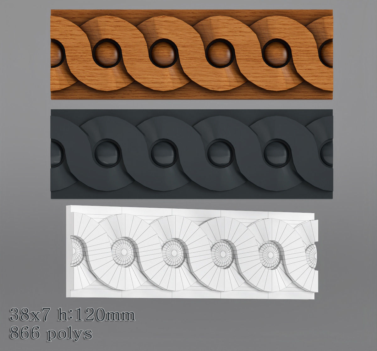 Decorative molding 30-70mm width set Free 3D model_11