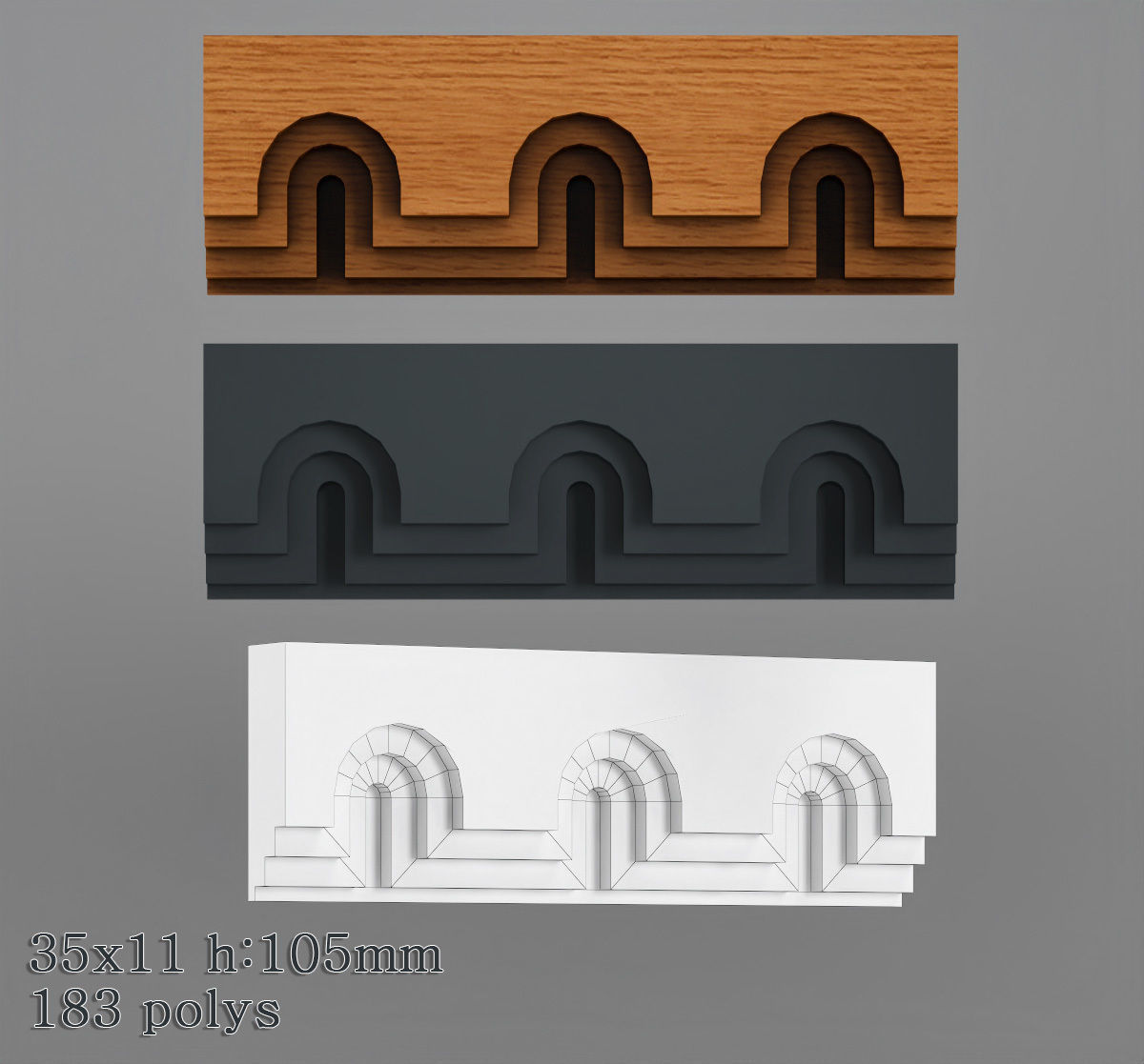 Decorative molding 30-70mm width set Free 3D model_8