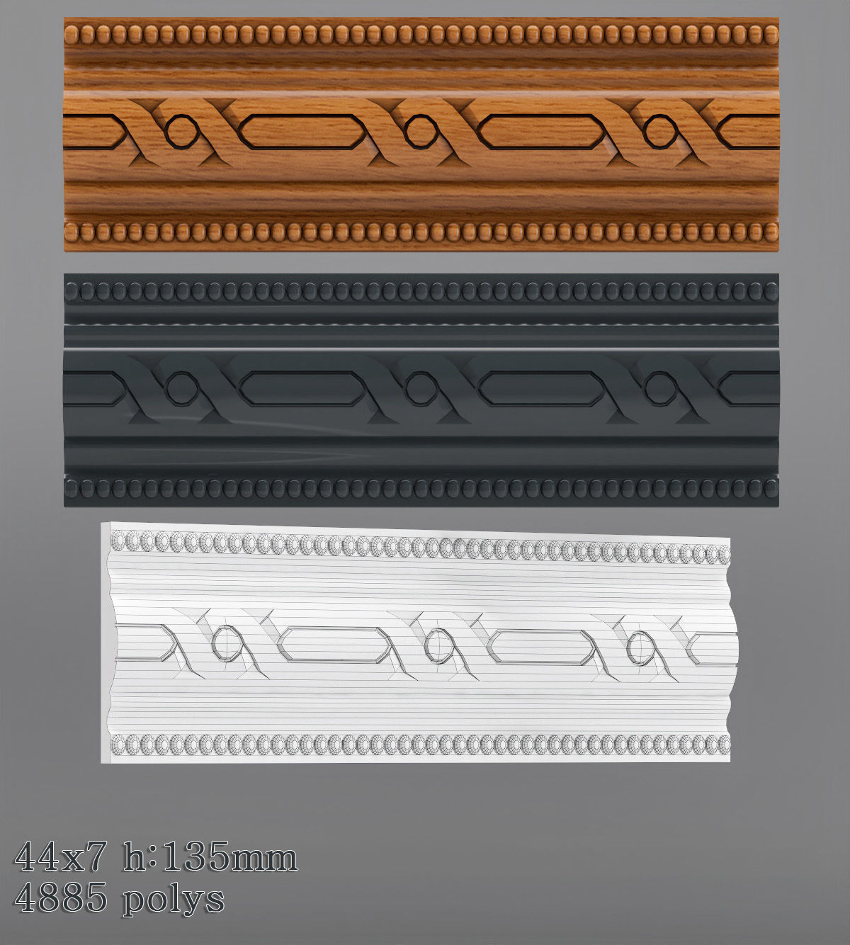 Decorative molding 30-70mm width set Free 3D model_15