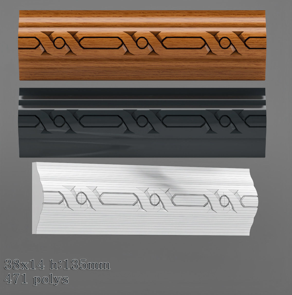 Decorative molding 30-70mm width set Free 3D model_14