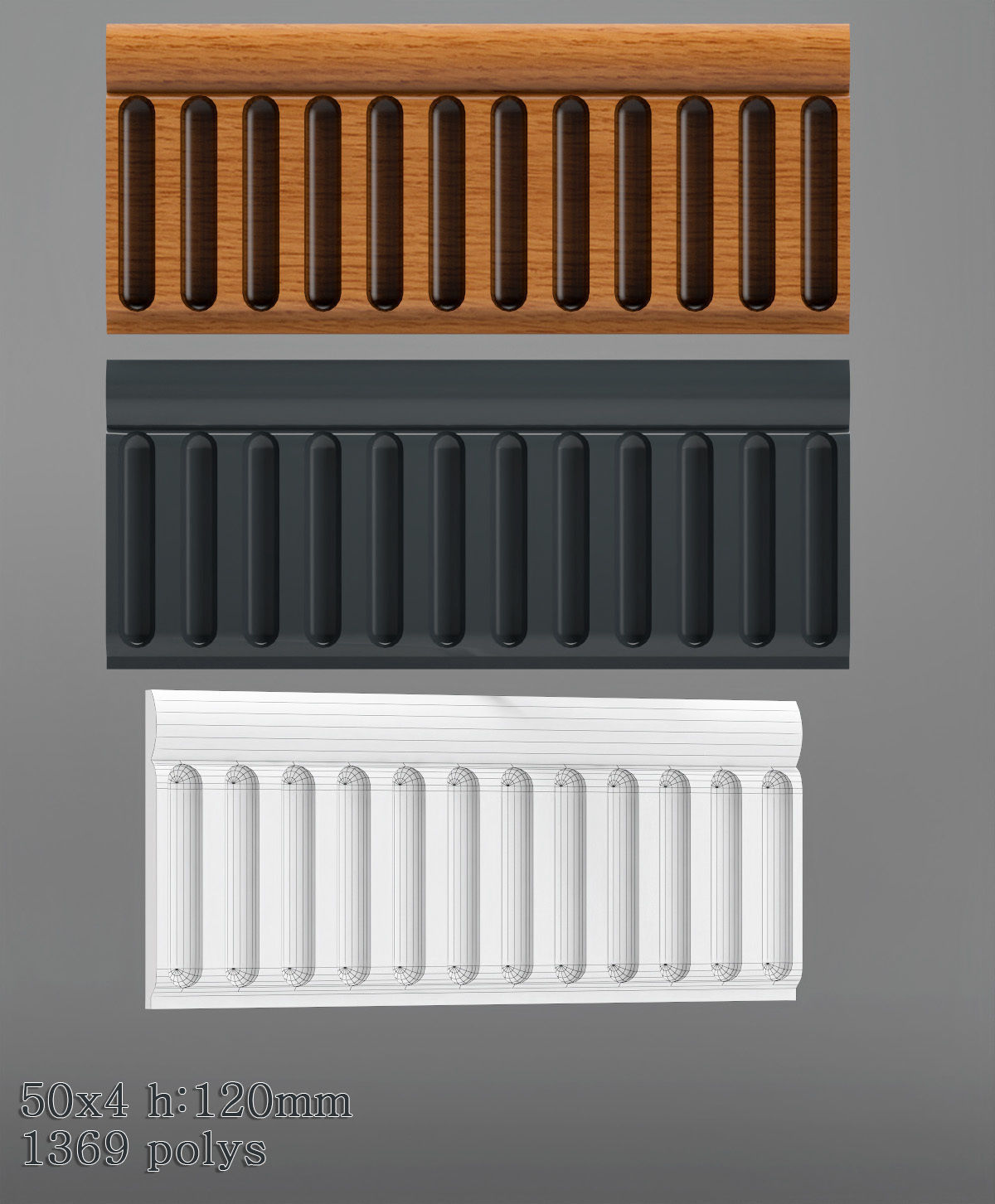 Decorative molding 30-70mm width set Free 3D model_18