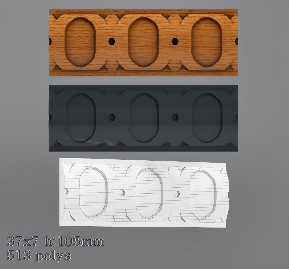 Decorative molding 30-70mm width set Free 3D model_9