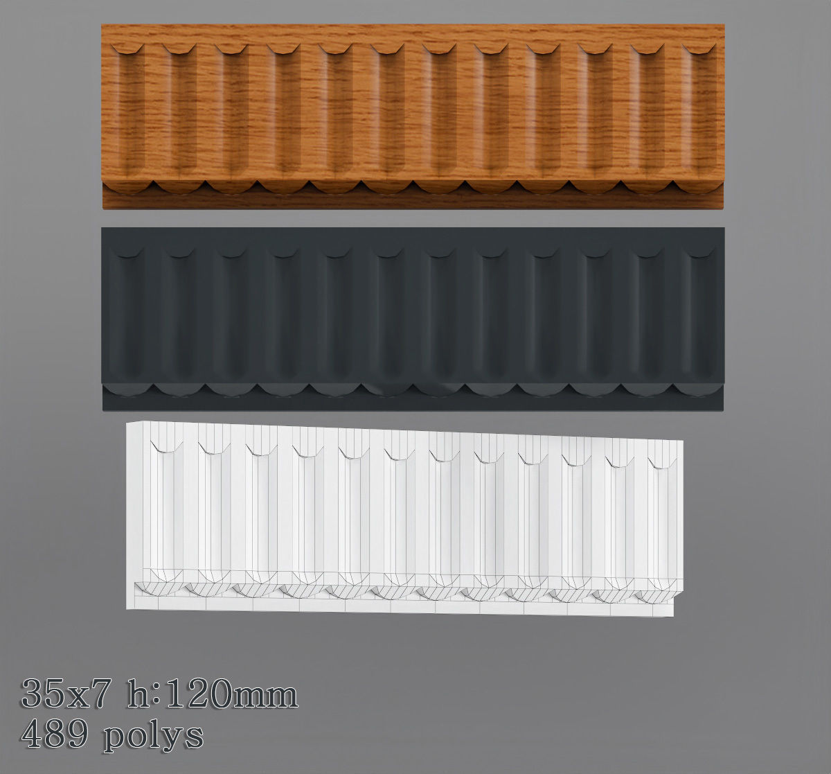Decorative molding 30-70mm width set Free 3D model_7