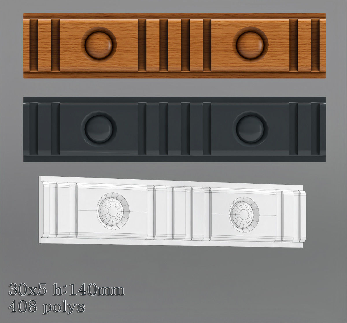 Decorative molding 30-70mm width set Free 3D model_2