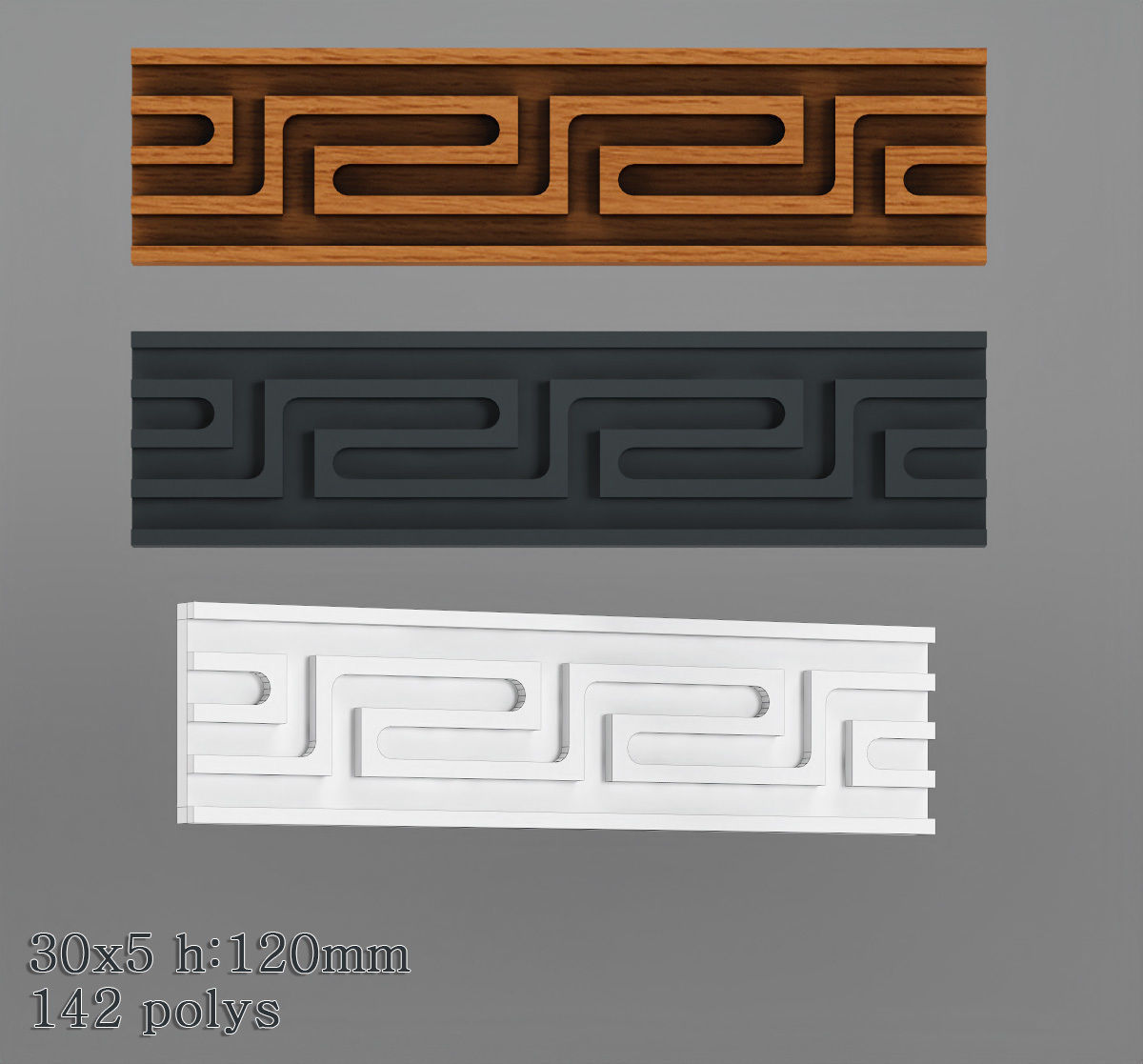 Decorative molding 30-70mm width set Free 3D model_1