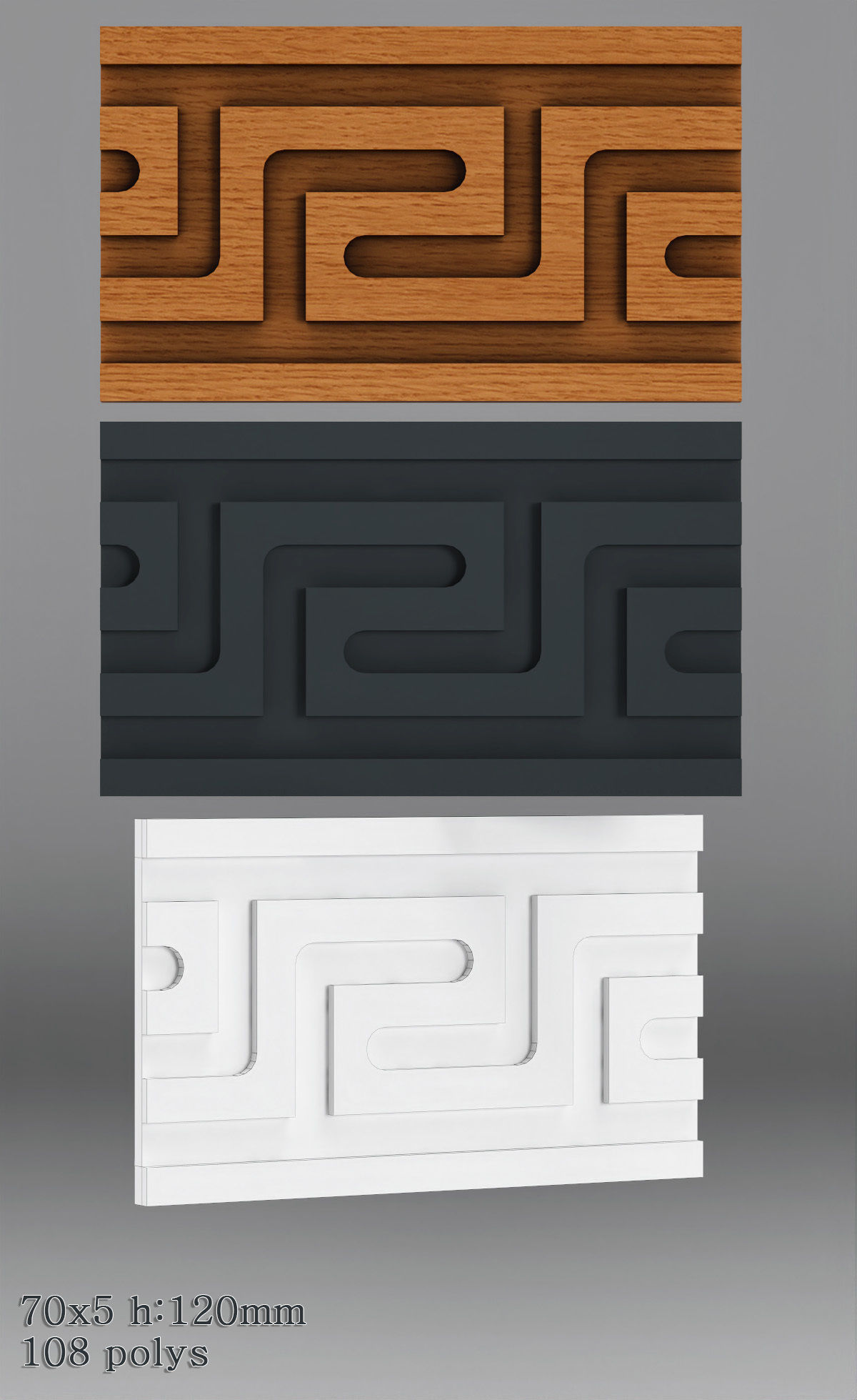 Decorative molding 30-70mm width set Free 3D model_25