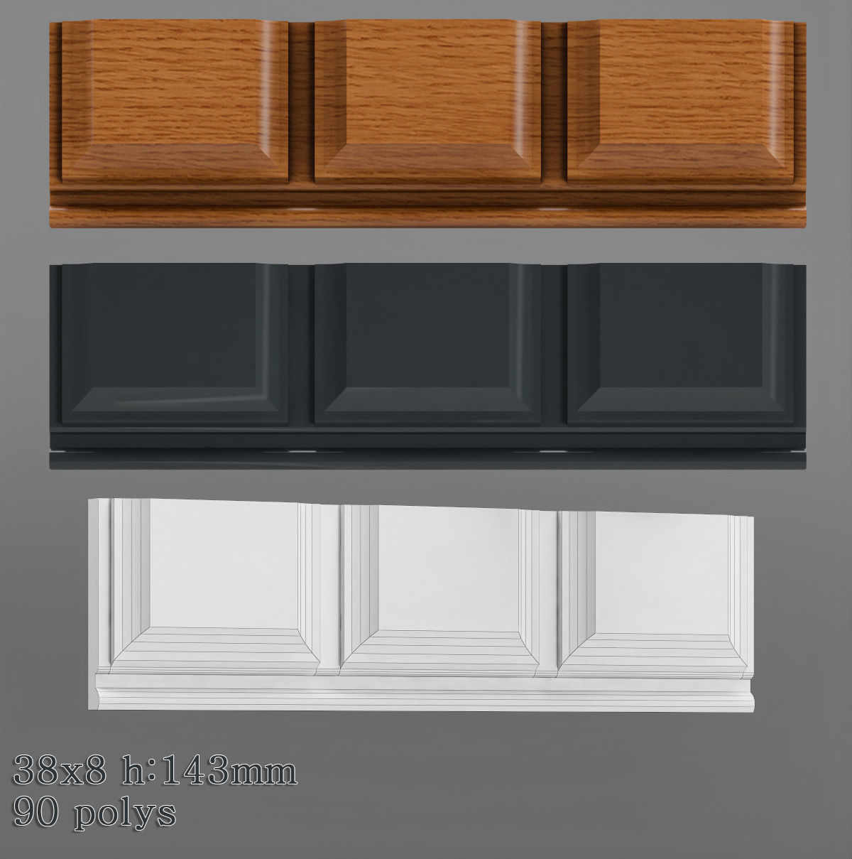 Decorative molding 30-70mm width set Free 3D model_13
