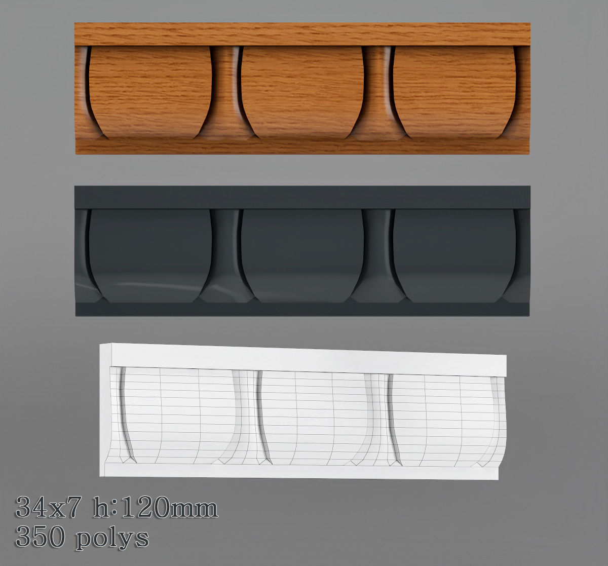 Decorative molding 30-70mm width set Free 3D model_6