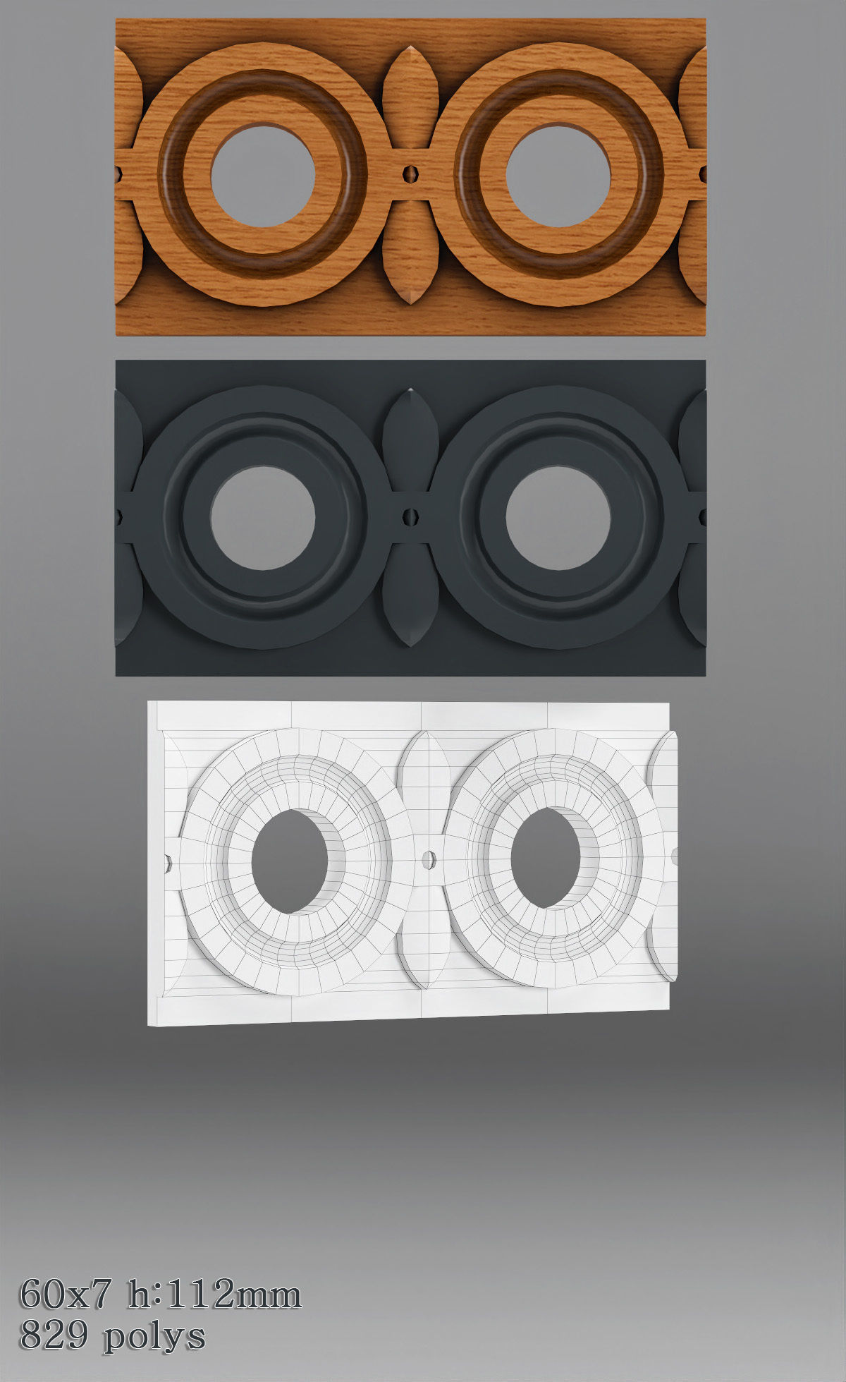 Decorative molding 30-70mm width set Free 3D model_23