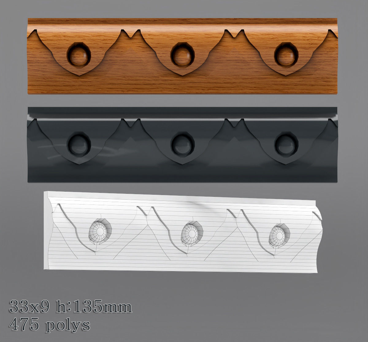 Decorative molding 30-70mm width set Free 3D model_4