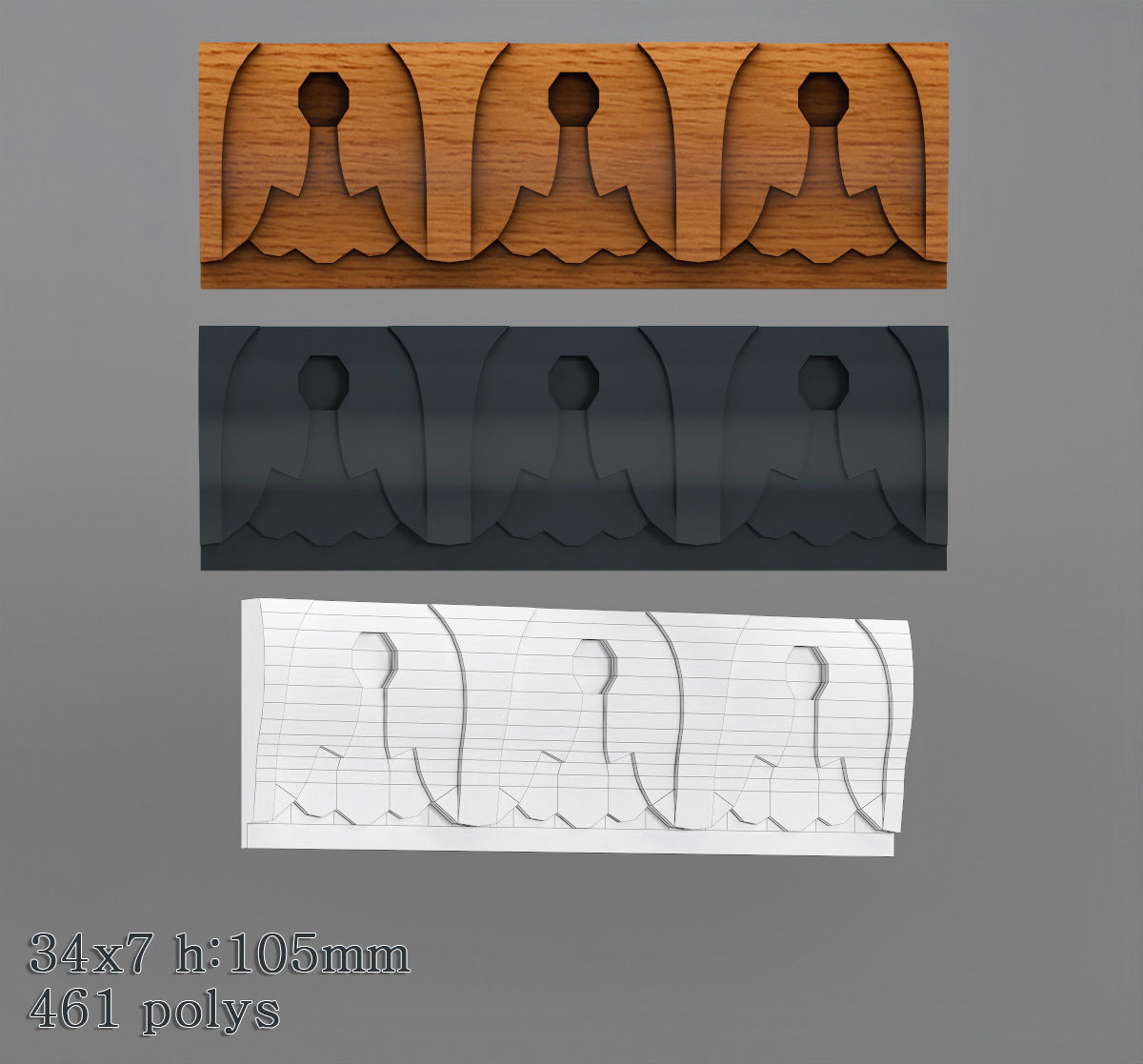 Decorative molding 30-70mm width set Free 3D model_5