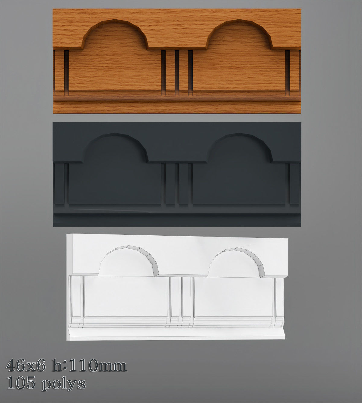 Decorative molding 30-70mm width set Free 3D model_17