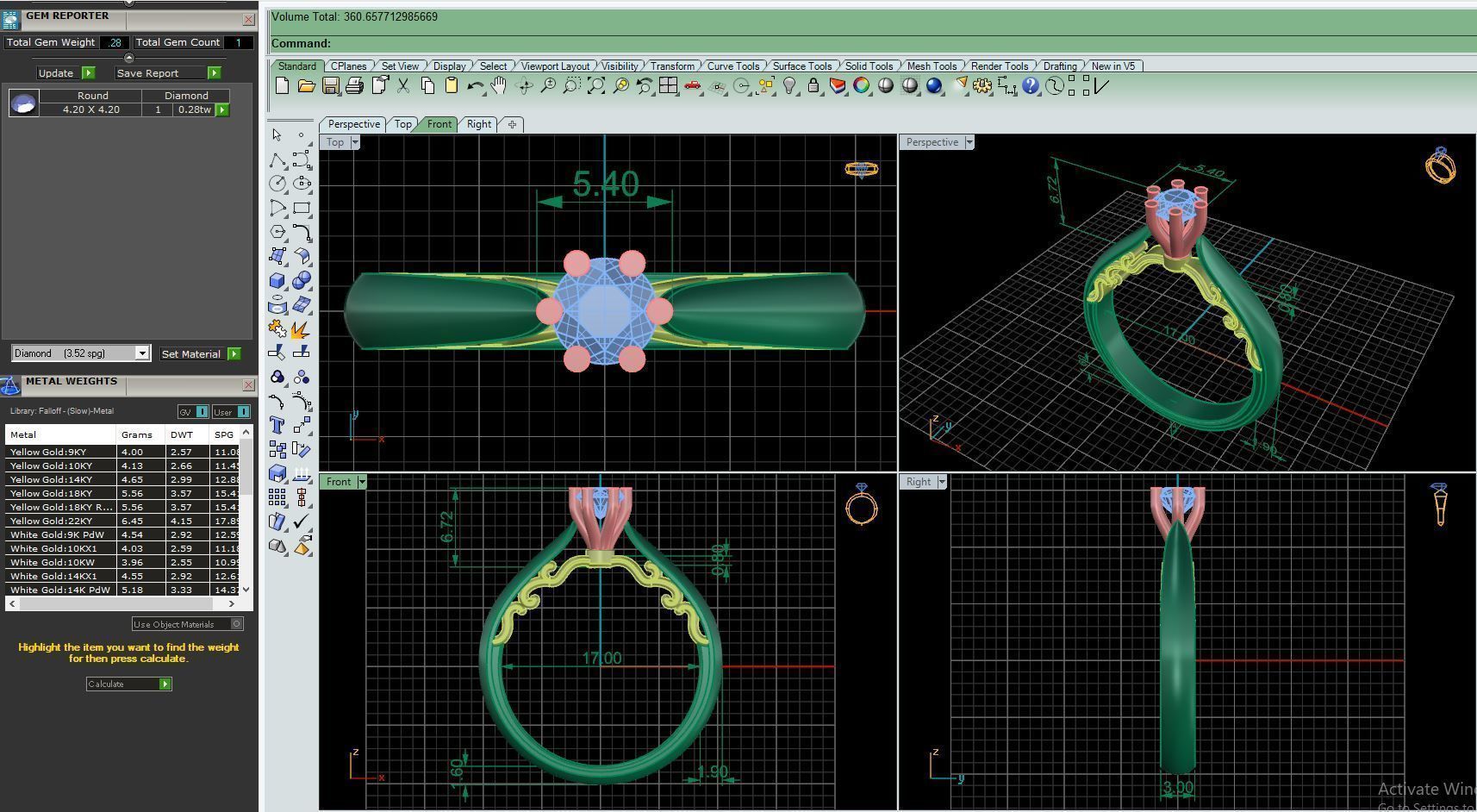 Ring M16 The luxury female ring with gem wedding 3D print model_12